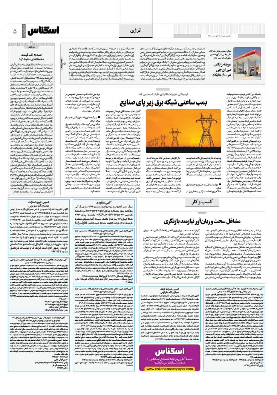 شماره 2162 ص5 1404/05/05